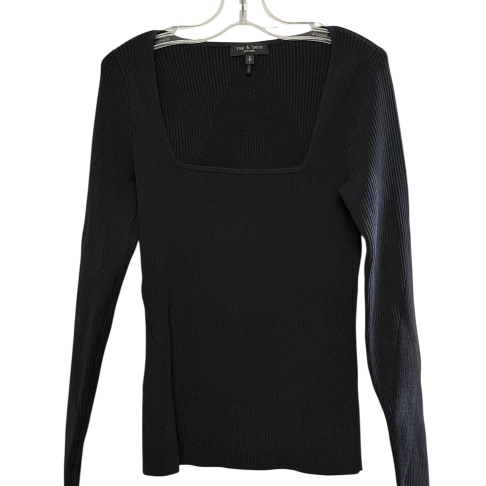 Rag & Bone Asher Women’s Fitted Square Neck Pullover Sweater size S/P Black